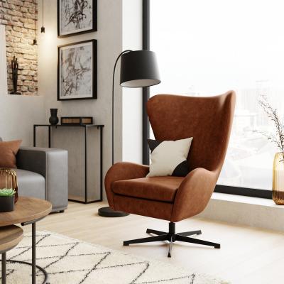 Dunelm Kuvert Faux Leather Swivel Chair Tan Brown