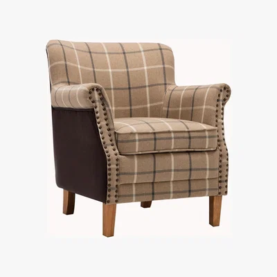 Dunelm Ottavia Fabric and Faux Leather Armchair Brown