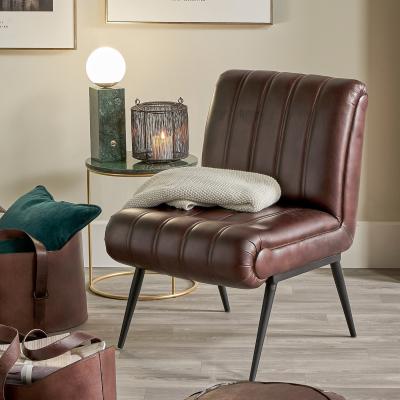 Dunelm Tatiana Mahogany Leather Armchair Mahogany (Brown)