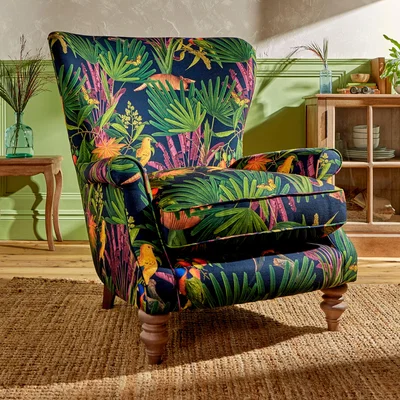 Dunelm Charlbury Occasional Wing Chair, Tropical Treasures Print NHM Tropical Treasures