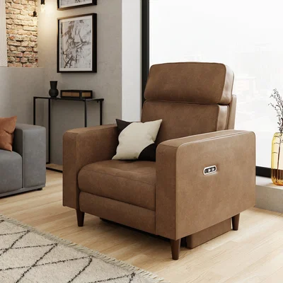 Dunelm Zoe Faux Leather Power Recliner Armchair, Mocha Mocha