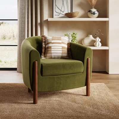 Dunelm Polly Velvet Wooden Arm Tub Chair