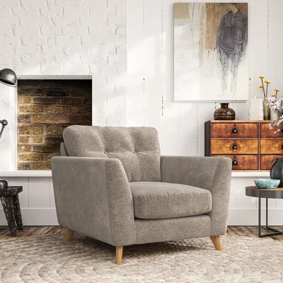 Dunelm Peyton Armchair Luxury Chenille Mushroom