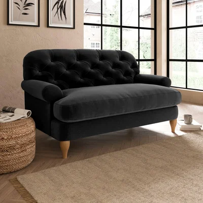 Dunelm Canterbury Luxury Velvet Snuggle Chair Luxury Velvet Black