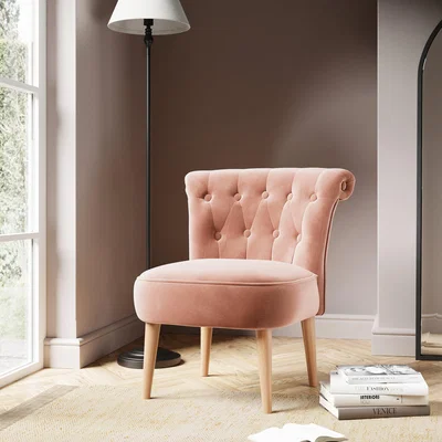 Dunelm Josephine Velvet Button Back Chair Pink