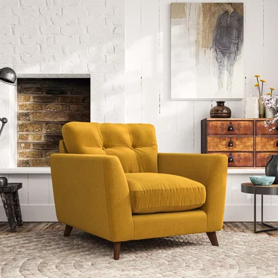 Dunelm Peyton Armchair House Velvet Amber Gold
