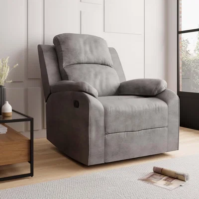 Dunelm Parker Faux Leather Reclining Armchair Grey