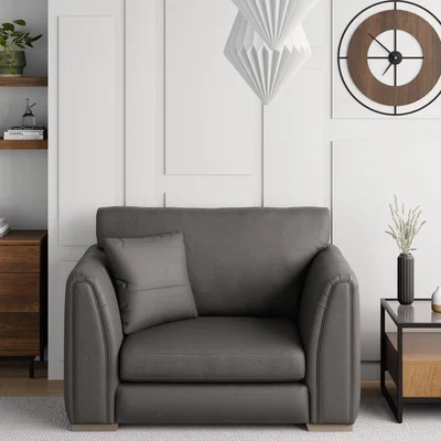Dunelm Austin Faux Leather Snuggle Chair Graphite (Grey)