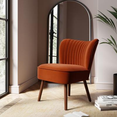 Dunelm Camille Velvet Cocktail Chair Orange Umber