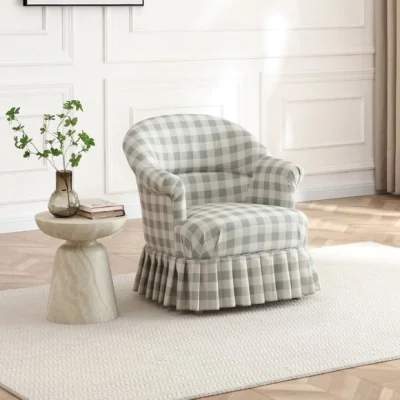 Dunelm Goldie Frill Gingham Check Print Accent Chair