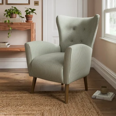 Dunelm Sven Small Stripe Modern Wing Chair