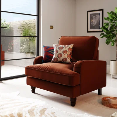 Dunelm Beatrice Matte Velvet Armchair Velvet Orange Umber