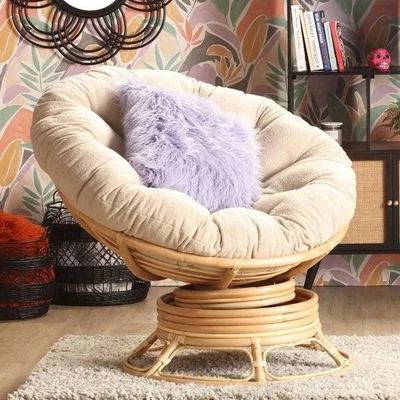 Dunelm Desser Papasan Rattan Rocking Chair with Boucle Cushion