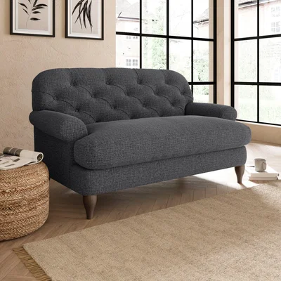 Dunelm Canterbury Slub Cotton Blend Snuggle Chair Slub Cotton Black