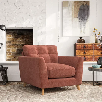 Dunelm Peyton Armchair Tonal Plush Chenille Terracotta