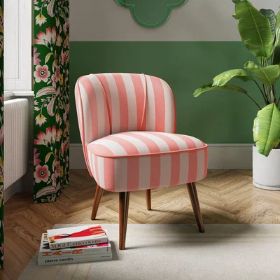 Dunelm Elsie Striped Fabric Cocktail Chair Pink