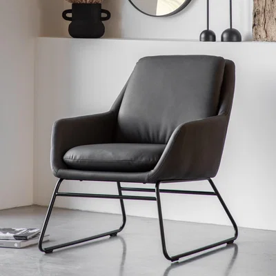 Dunelm Floris Faux Leather Chair Charcoal