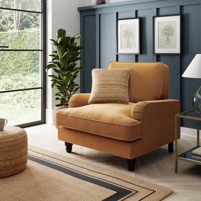 Dunelm Beatrice Tonal Chenille Armchair Tonal Chenille Honey