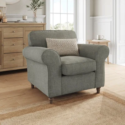Dunelm Flori Armchair, Tonal Plush Chenille Grey