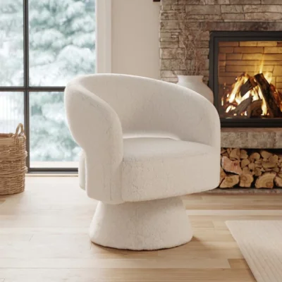 Dunelm Reza Cut Out Faux Fur Swivel Chair