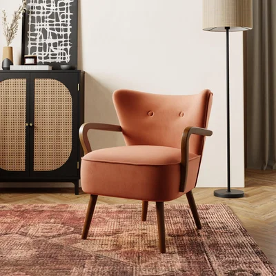 Dunelm Eliza Wooden Armchair Clay (Red)