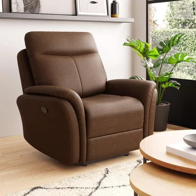 Dunelm Monte Faux Suede Manual Reclining Armchair Pinecone