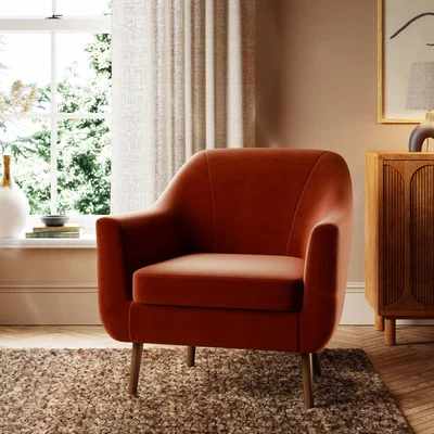 Dunelm Eddie Tub Armchair, Velvet Orange Umber