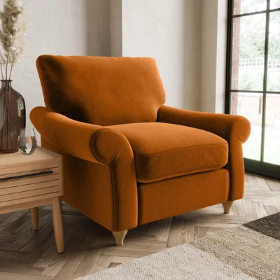 Dunelm Salisbury Luxury Velvet Armchair Luxury Velvet Orange Umber