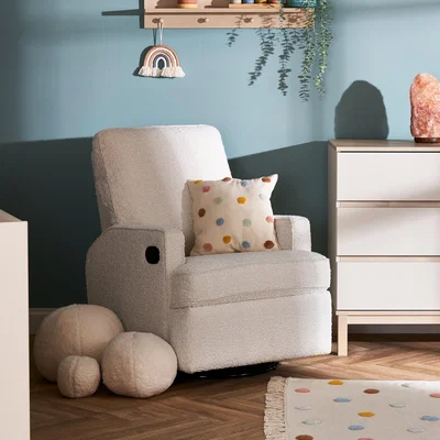 Dunelm Obaby Madison Swivel Glider Recliner Chair Boucle Ivory