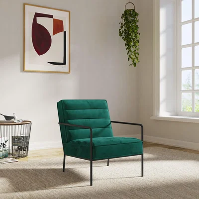 Dunelm Bookham Velvet Accent Chair Green