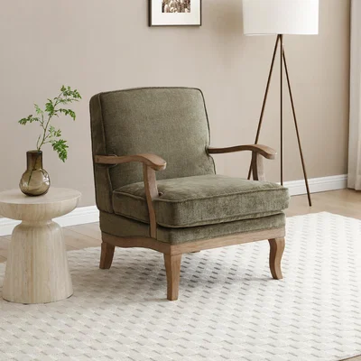 Dunelm Esme Distressed Chenille Occasional Chair Olive