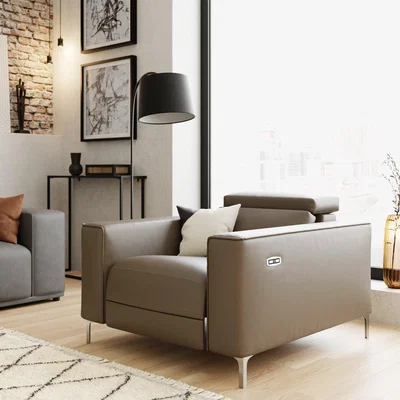 Dunelm Renzo Iva Faux Leather Electric Recliner Armchair Faux Leather Mocha