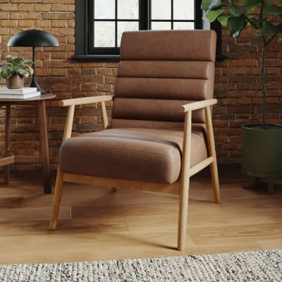 Dunelm Alpine Faux Leather Ribbed High Back Spindle Chair
