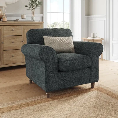 Dunelm Flori Armchair, Chunky Chenille Navy