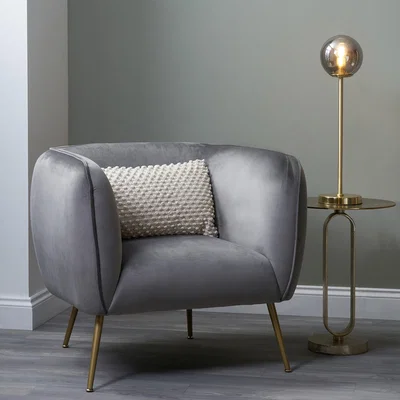 Dunelm Lucca Velvet Chair Grey