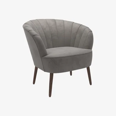 Dunelm Rosalie Velvet Shell Chair - Asphalt Grey