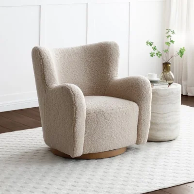 Dunelm Return - Theo Natural Borg Swivel Armchair