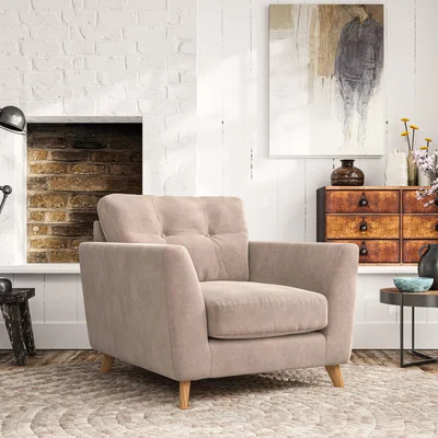 Dunelm Peyton Armchair Luxury Velvet Natural