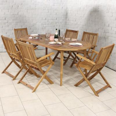Dunelm Ellipse 6 Seater Dining Set with Folding Armchairs Natural