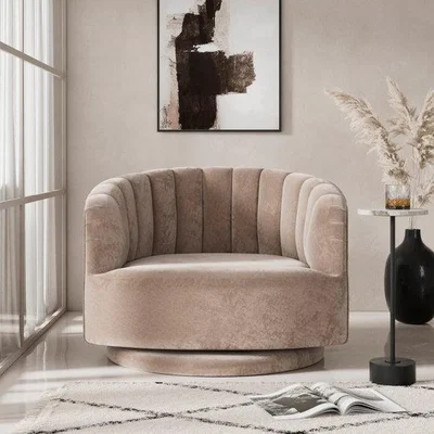 Dunelm Elena Luxury Chenille Scalloped Swivel Chair