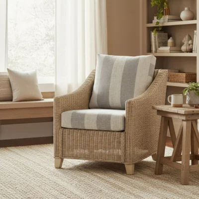 Dunelm Desser Dijon Rattan Athena Stripe Armchair