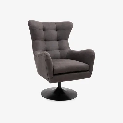 Dunelm Roan PU Leather Swivel Chair - Dark Grey Grey