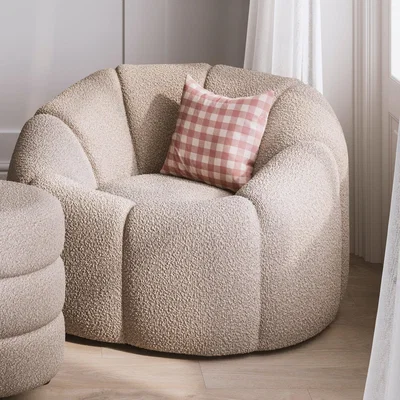 Dunelm Nao Boucle Swivel Chair Buff