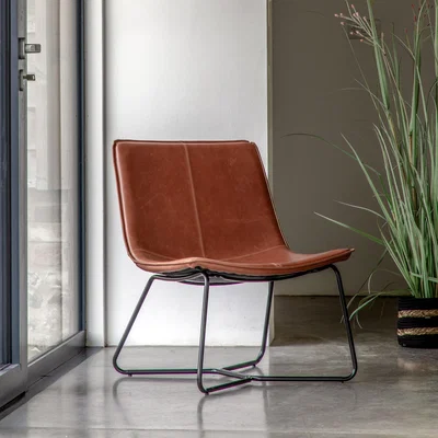 Dunelm Haver Faux Leather Lounger Chair Brown