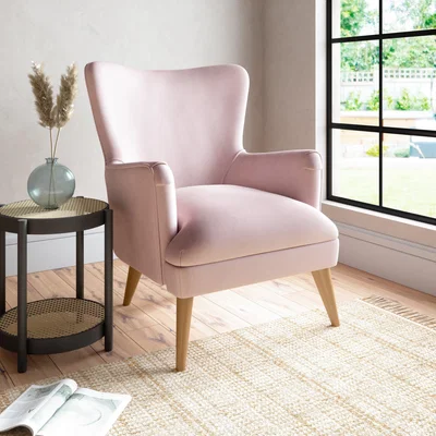 Dunelm Marlow Luxury Velvet Armchair Luxury Velvet Peach Blush