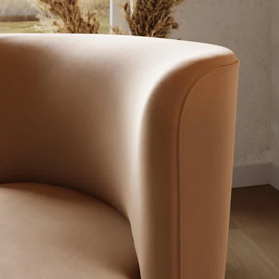 Dunelm Modern Curves Velvet Occasional Chair Light Caramel