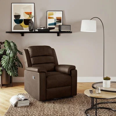 Dunelm Taylor Faux Suede Manual Recliner Armchair Pinecone
