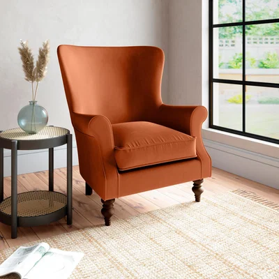 Dunelm Charlbury Luxury Velvet Armchair Luxury Velvet Orange Umber