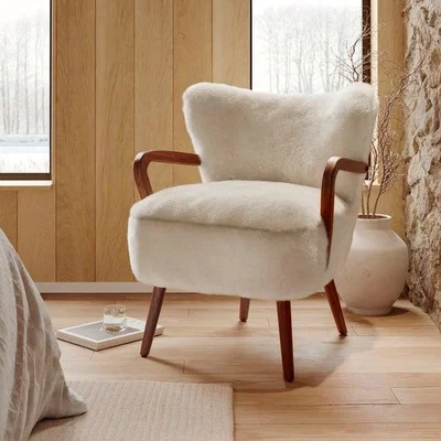 Dunelm Eliza Supersoft Faux Fur Wooden Arm Occasional Chair
