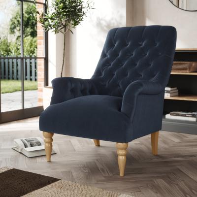 Dunelm Bibury Buttoned Back Chair Cosy Velvet Navy